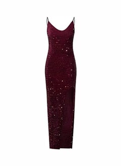Generic Women Deep V Sequins Wrap Ruched Sleeveless Nightclub Party Dress Red  - Image 3