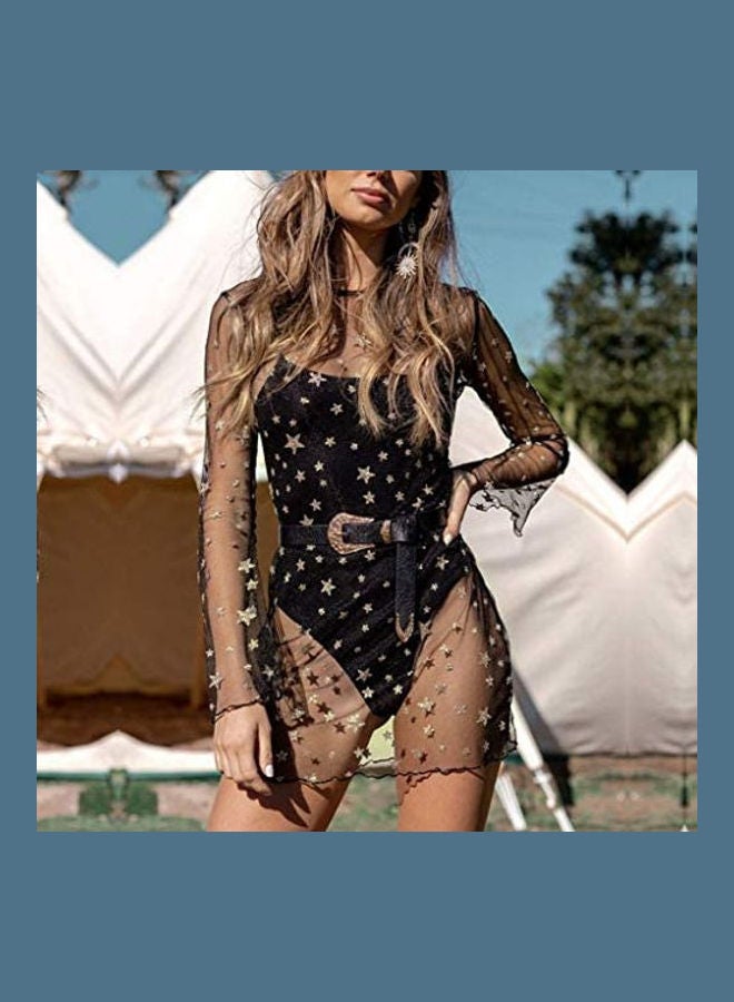 Generic Women Beach Cover Up Shirt Bikini Beach Perspective Blouse Top Black  - Image 3