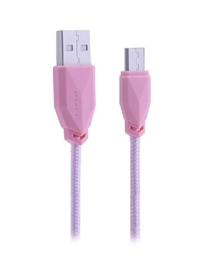 Awei Micro USB Data Sync And Charging Cable Pink
