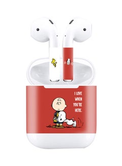 Flash Hawk 3-Piece Printed Skin Decal For Apple AirPods And Case Red/White/Beige 