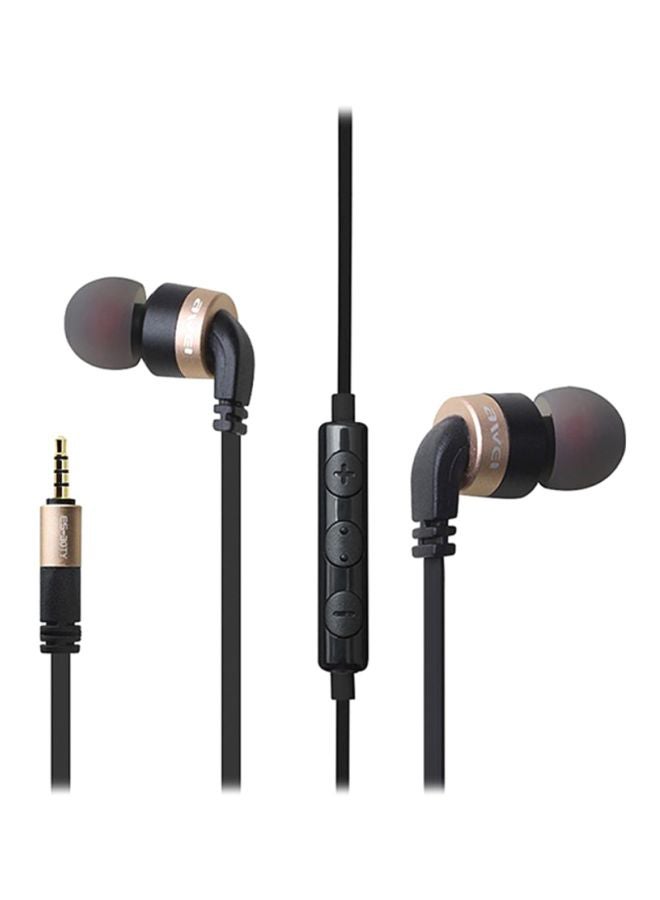 Awei ES-30TY In-Ear Earphones With Mic Black/Gold - Image 1