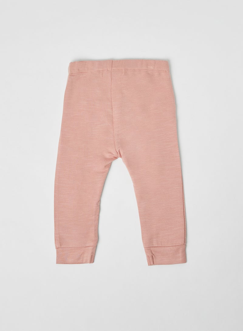 NAME IT - Solid Pattern Tie Waist Sweatpants Blush - Image 1