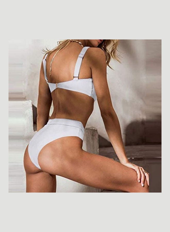 Generic - Women Fashion Solid High Waist Belt Swimsuit Bikini Set Beach Suit multicolour - Image 1