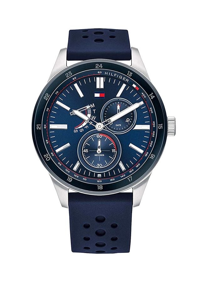TOMMY HILFIGER Men's Austin Round Shape Silicone Strap Analog Wrist Watch 44 mm - Blue - 1791635  - Image 1