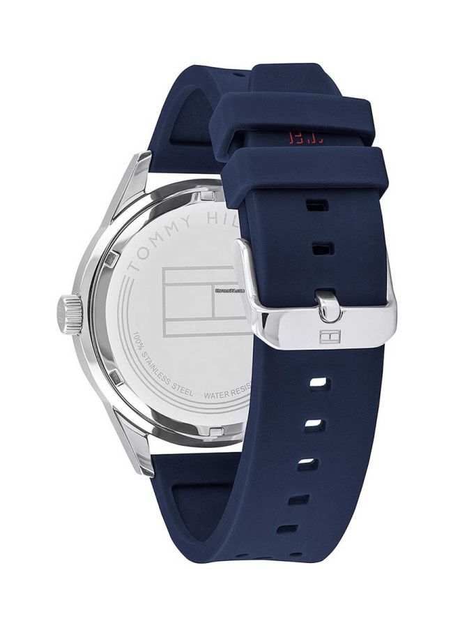 TOMMY HILFIGER Men's Austin Round Shape Silicone Strap Analog Wrist Watch 44 mm - Blue - 1791635  - Image 2