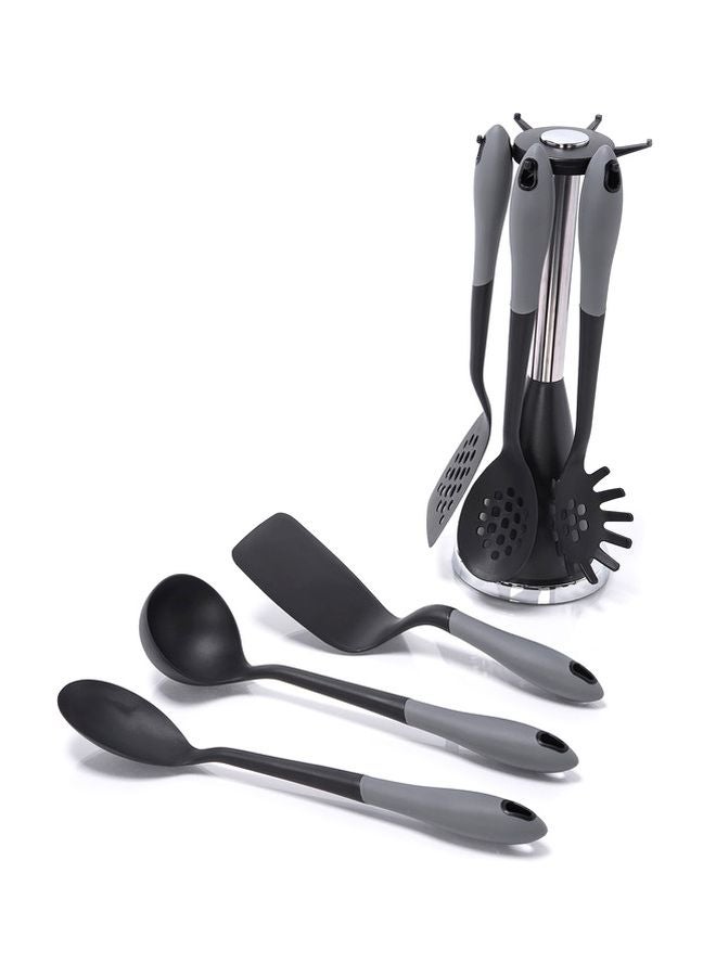 ALBERTO 6-Piece Cooking Spatula With Rotating Stand Black/Grey  - Image 3