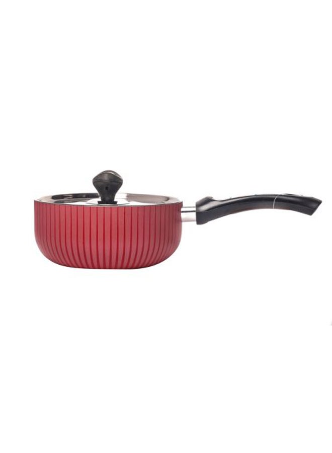 Bister - Bister Round Nonstick Sauce Pan | Made of High-Quality | Nonstick with Flat Bottom Suitable for Induction Cooker Halogon Oven and Gas Stove | Black & Red Black & Red 18.0cm - Image 1