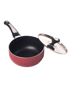 Bister Bister Round Nonstick Sauce Pan | Made of High-Quality | Nonstick with Flat Bottom Suitable for Induction Cooker Halogon Oven and Gas Stove | Black & Red Black & Red 18.0cm  - Image 4