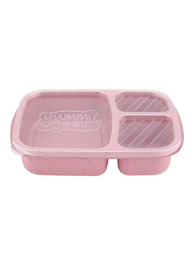 بيوينتي طقم صندوق غداء بـ3 أقسام، أداة للمطبخ يمكن استخدامها في الميكروويف مكون من قطعة واحد وردي 23.5x15x5سم - Image 1