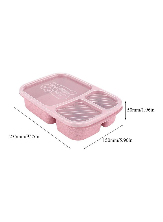 بيوينتي طقم صندوق غداء بـ3 أقسام، أداة للمطبخ يمكن استخدامها في الميكروويف مكون من قطعة واحد وردي 23.5x15x5سم - Image 2