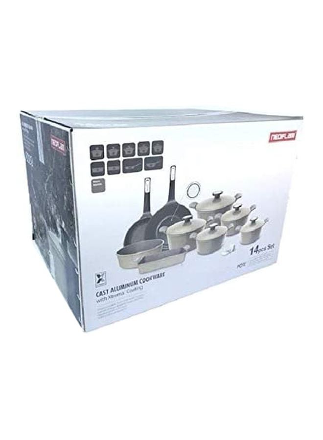 Neoflam 14-Piece Granite Cookware Set Brown Pots (18, 20, 22, 24, 28), Pan 22, Roasting Pan 28, Round Tray 28, Oven Tray (M)cm - Image 2