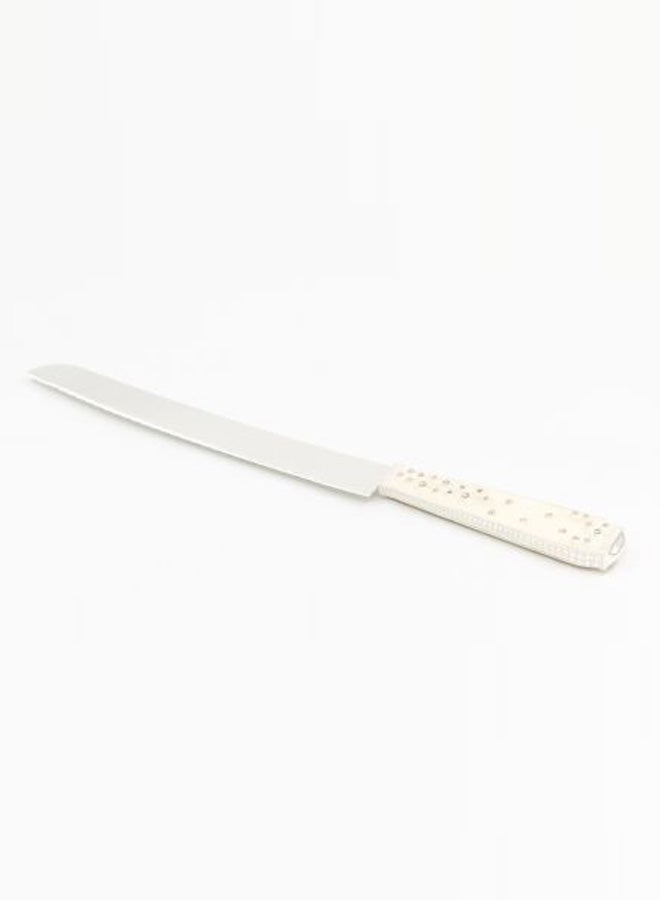 دانيا طقم سكاكين كيك من قطعتين أبيض/فضي 1xCake Shovel 13x37x3, 1xLarge Knife 20سم - Image 3