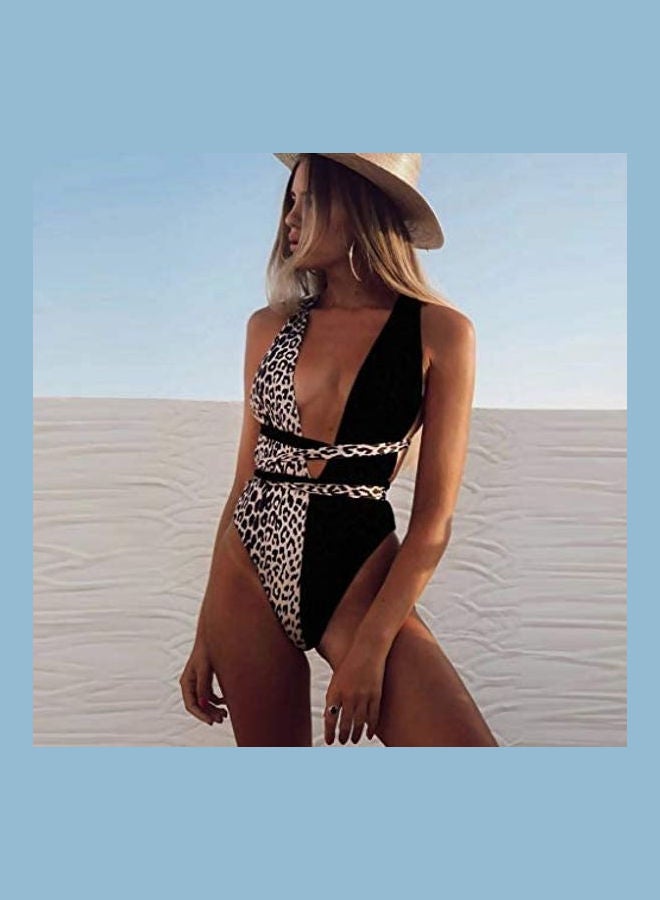 Generic - Women One-Piece Leopard Bikini Push-Up Pad Swimwear Bandage Swimsuit Beachwear multicolour - Image 1