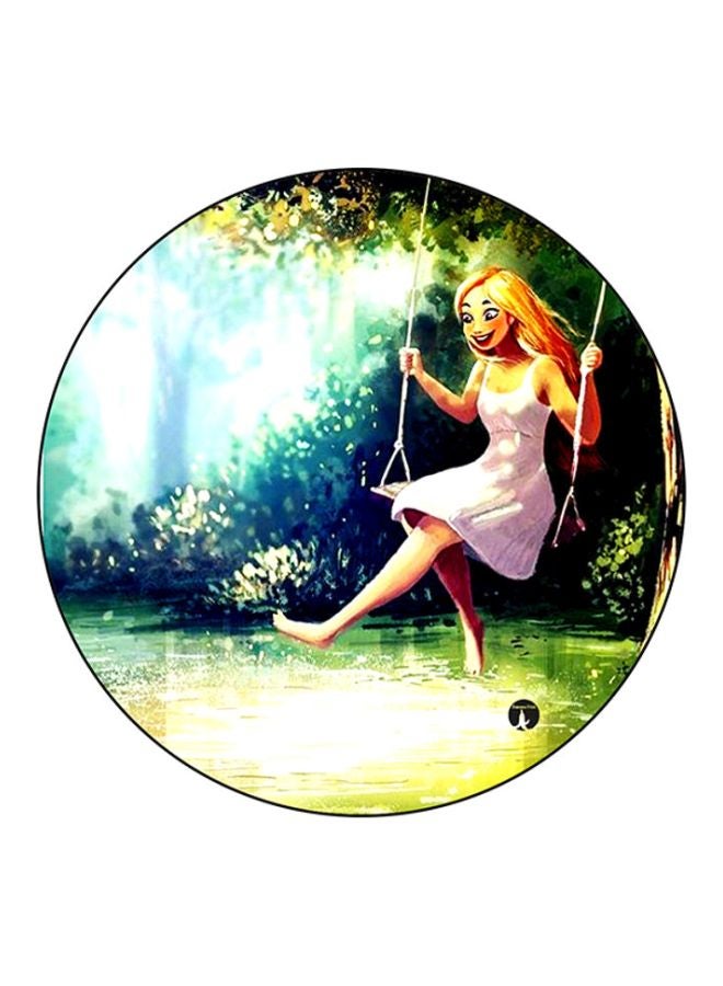 BP Printed Round Mouse Pad Green/Pink/Beige