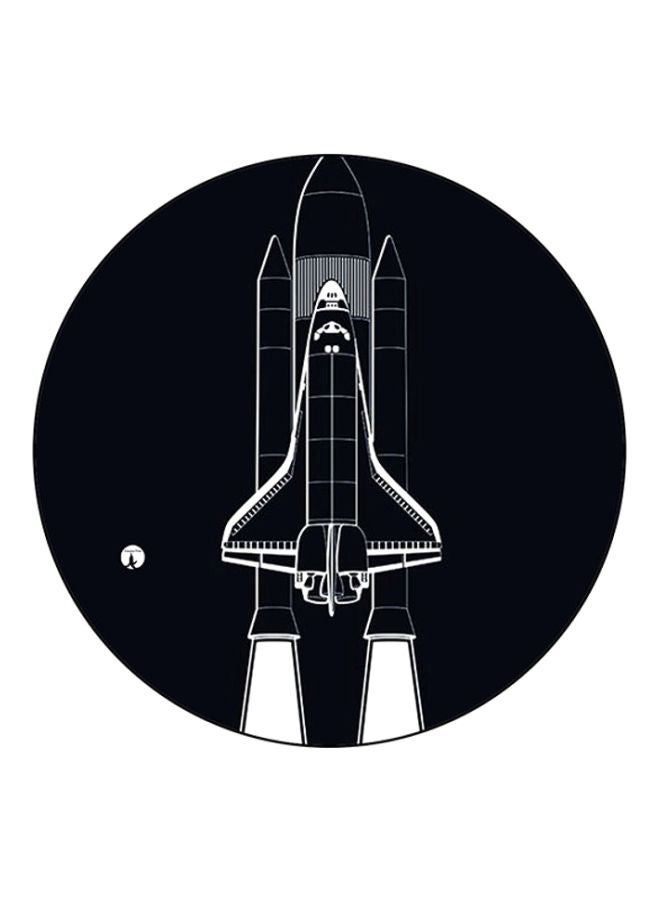 لوح ماوس بطبعة صاروخ أسود/ أبيض