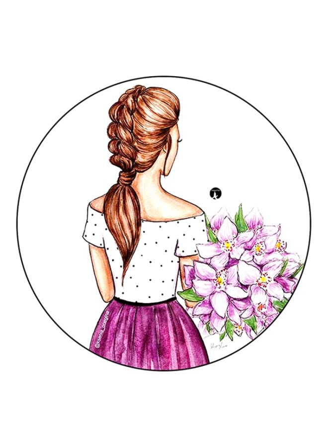 بي بي لوحة ماوس برسمة فتاة أبيض/وردي/بني