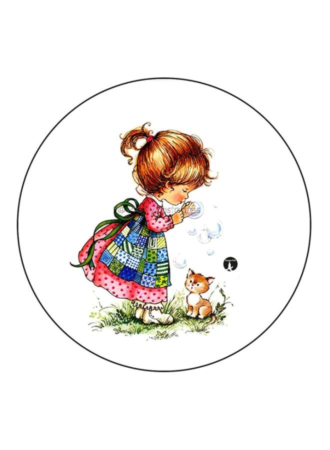 Printed Round Mouse Pad White/Green/Pink