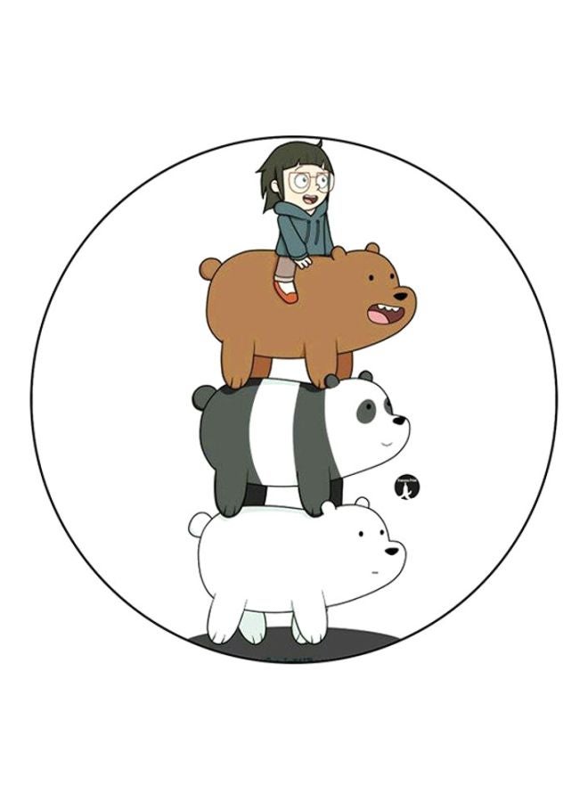 BP We Bare Bears Printed Round Mouse Pad White/Brown/Grey