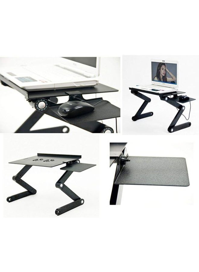 Muzz - Laptop Stand With 2 Cooling Fan E Table, Adjust In 360 Degree Highlights Multi-Functional Portable Desk Is Portable and Easy To Assemble [LA] Black - Image 1