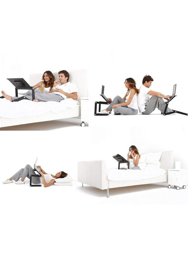 Muzz - Laptop Stand With 2 Cooling Fan E Table, Adjust In 360 Degree Highlights Multi-Functional Portable Desk Is Portable and Easy To Assemble [LA] Black - Image 1