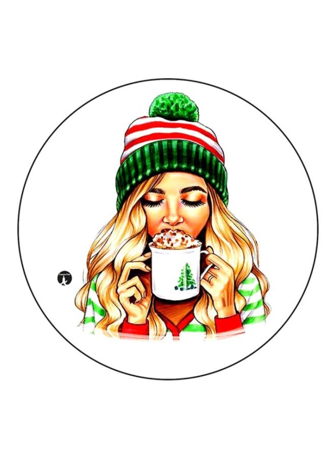 BP A Girl Round Mouse Pad White/Green/Red