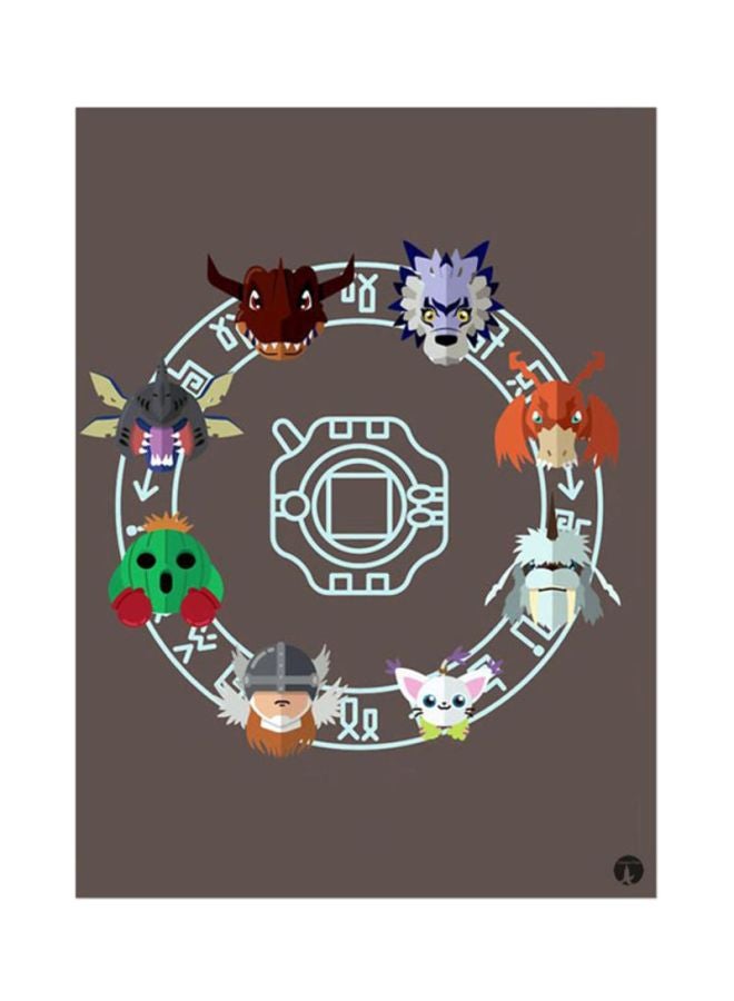 The Anime Digimon Mouse Pad Brown /Grey/White