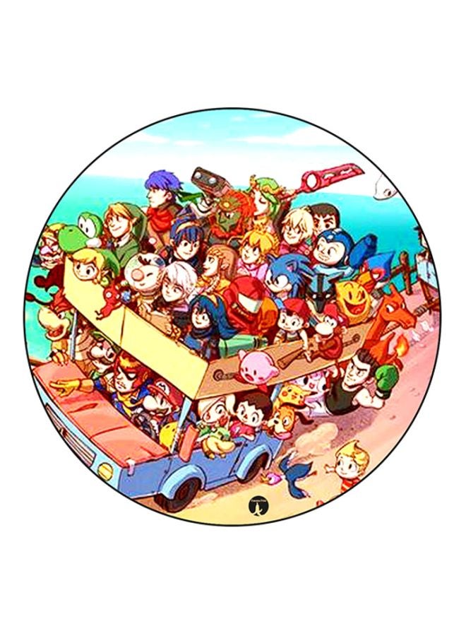 The Video Game Super Smash Bros Round Mouse Pad Red/Blue/Green