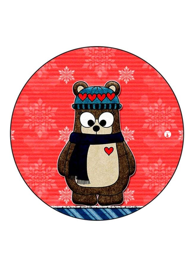 بي بي وسادة للفارة زرقاء مطبوع عليها دب بيج/بني/أحمر