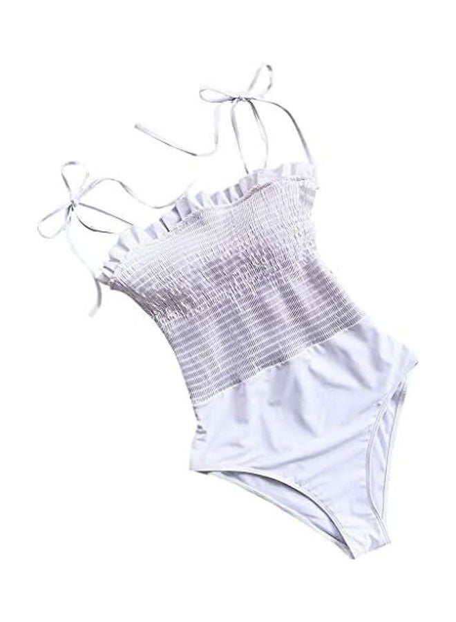 Generic Women One Piece Solid Strappy Ruched High Waist Padded Bra Beach Bikini multicolour  - Image 3