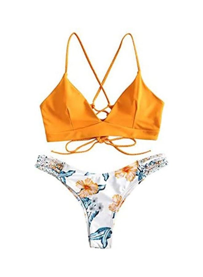 Generic - WWomen's Bikini Cut Flower Two Piece Swimsuit Pushups Swimwear Beachwear brown - Image 1