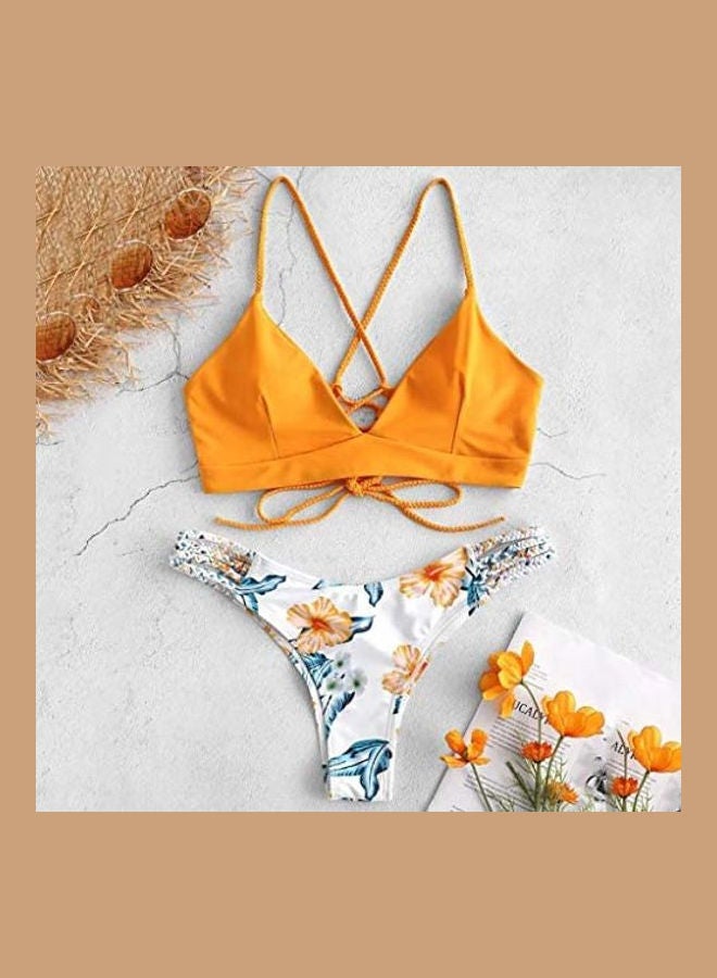 Generic - WWomen's Bikini Cut Flower Two Piece Swimsuit Pushups Swimwear Beachwear brown - Image 1