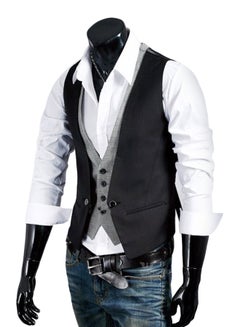 QiaoKai Two Piece Vest Waistcoat Black/Grey  - Image 1