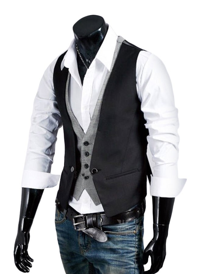 QiaoKai Two Piece Vest Waistcoat Black/Grey  - Image 1
