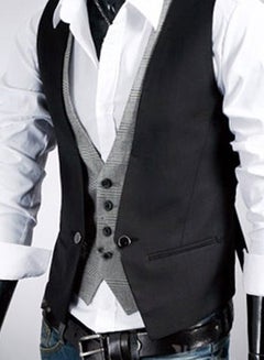 QiaoKai Two Piece Vest Waistcoat Black/Grey  - Image 2