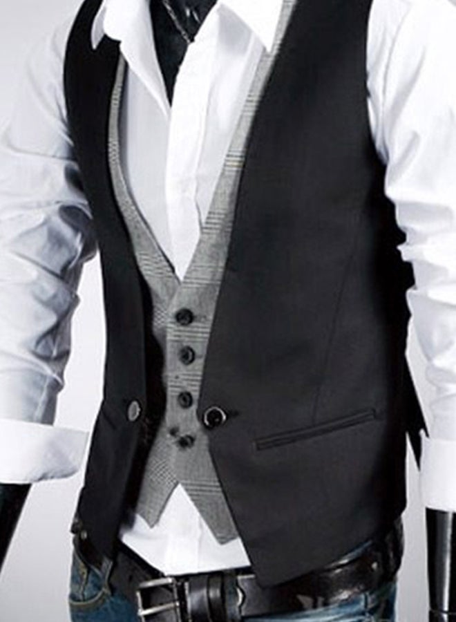 QiaoKai Two Piece Vest Waistcoat Black/Grey  - Image 2