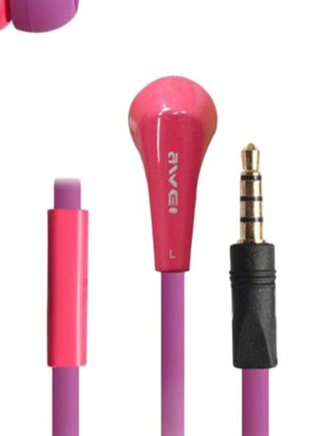 Awei Wired In-Ear Earphones Purple/Pink - Image 2