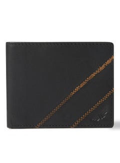 Red Tape Sewing Detailed Leather Wallet Black  - Image 1