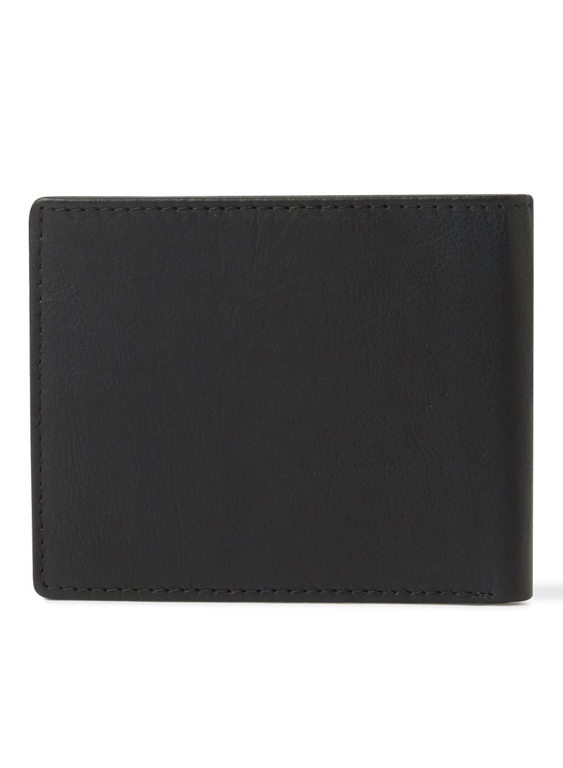 Sewing Detailed Leather Wallet Black