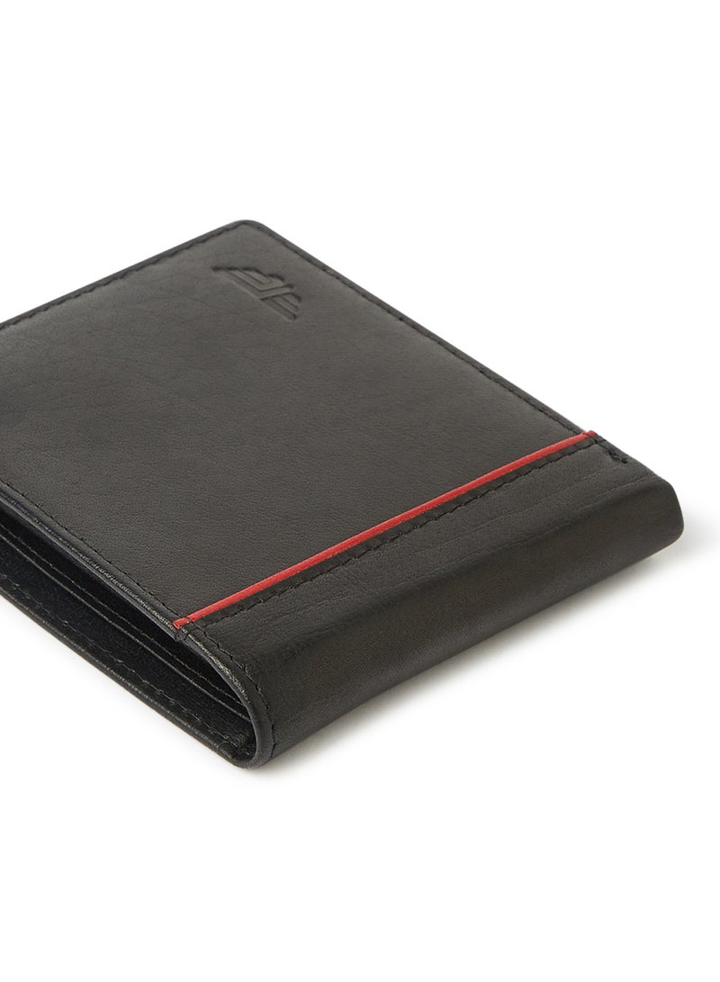 Red Tape - Debossed Logo Stripe Leather Wallet Black - Image 1