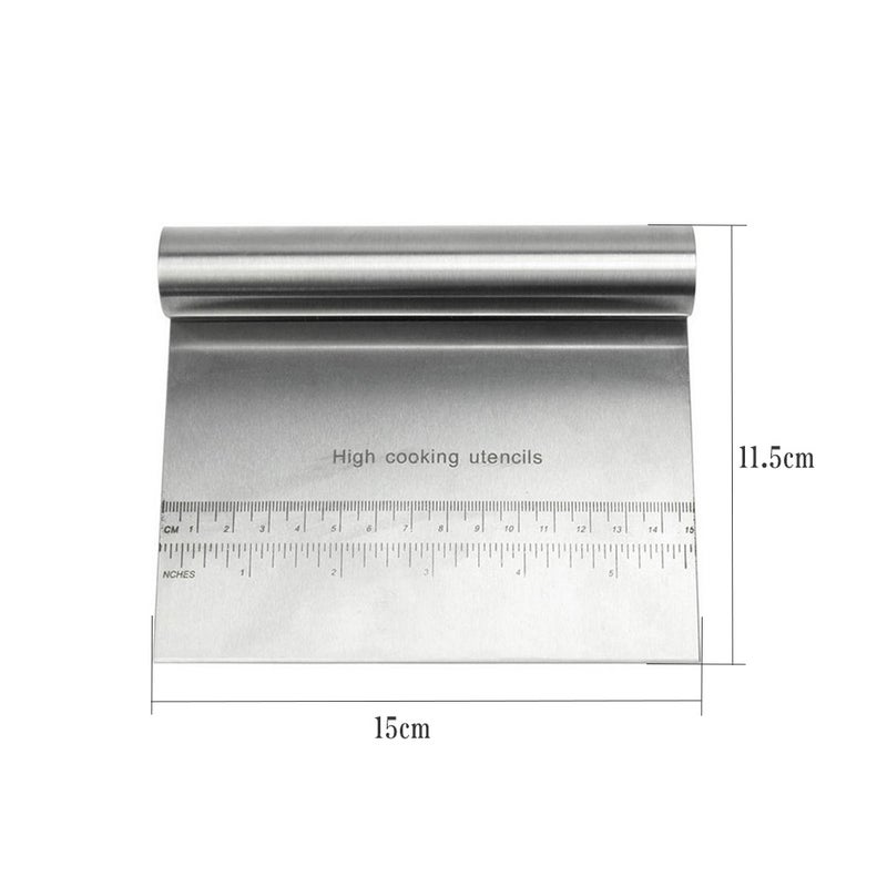 Dough Scraper Chopper Pastry Pizza Cutter Slicer With Measuring Scale Silver 15.5 x 1 x 12cm - Image 4