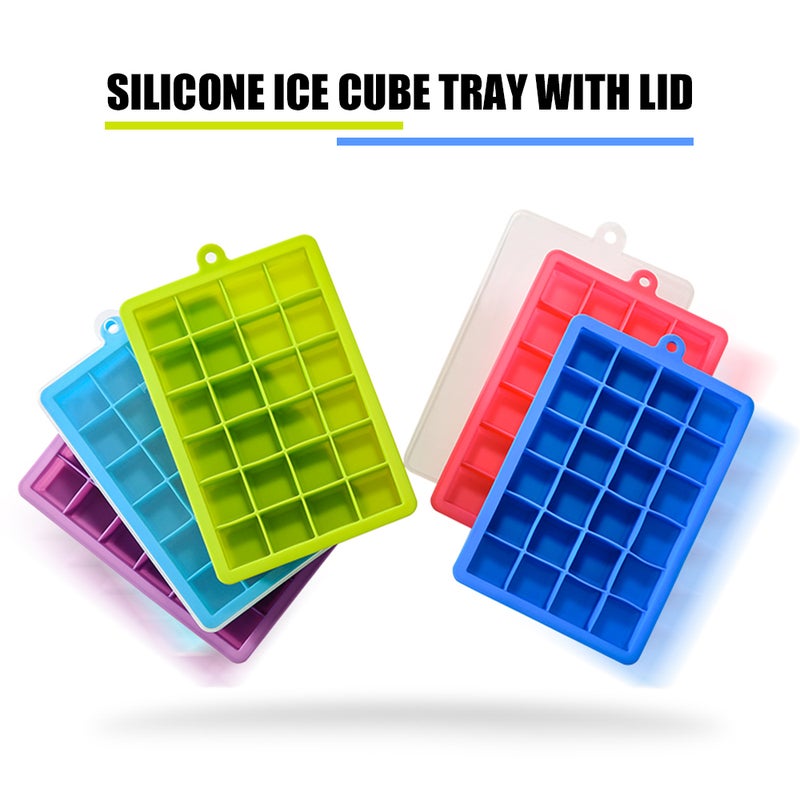 Silicone Ice Cube Tray With Lid Light blue 18.5 x 3 x 13cm - Image 2