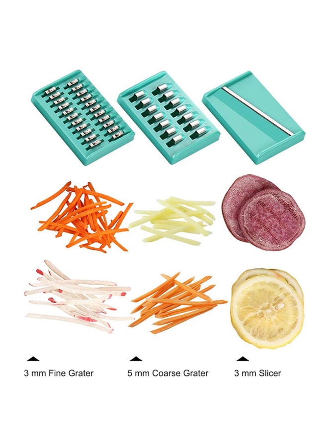 3 in 1 Hand-Held Stainless Steel Vegetable Chopper With Interchangeable Blades Blue 10.6x4.21x4.25inch  - Image 3