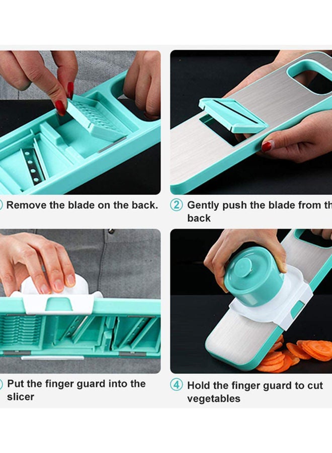 3 in 1 Hand-Held Stainless Steel Vegetable Chopper With Interchangeable Blades Blue 10.6x4.21x4.25inch  - Image 5