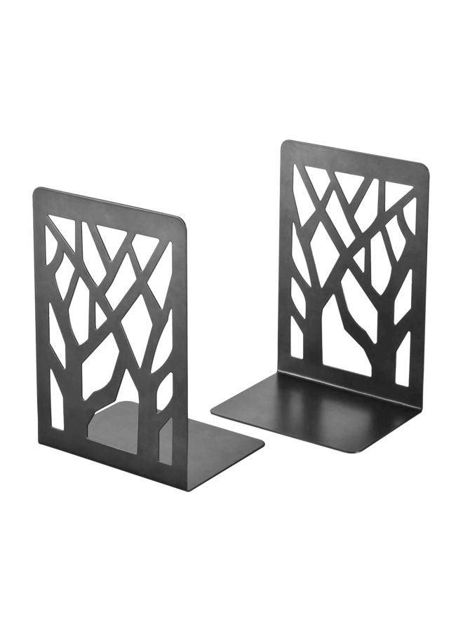 Generic - 2-Piece Tree Designed Bookend Set Black - Image 1
