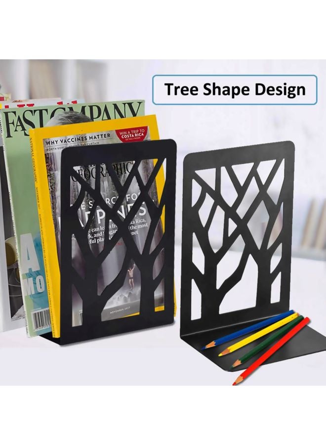 Generic - 2-Piece Tree Designed Bookend Set Black - Image 1