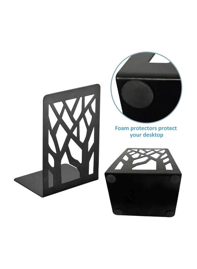 Generic - 2-Piece Tree Designed Bookend Set Black - Image 1