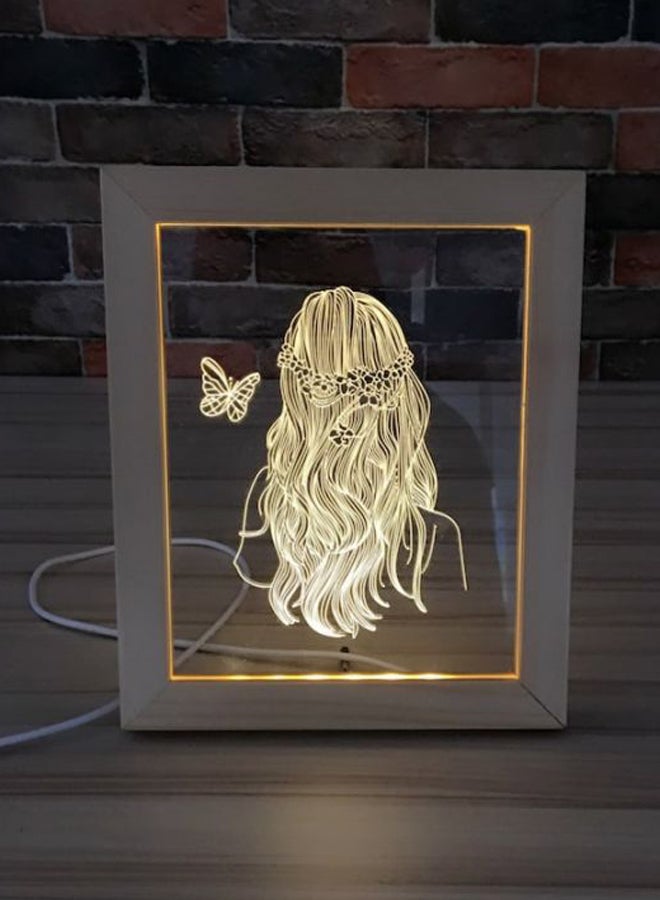 Beauenty Butterfly Pattern Novel Photo Frame USB Table Lamp Wood color 23x19x2centimeter  - Image 3