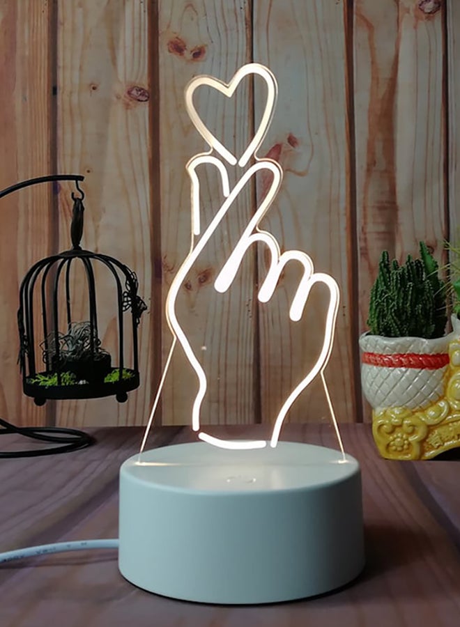 Beauenty 3D Finger Heart Shaped LED Bedside Night Light white 10x4cm  - Image 1