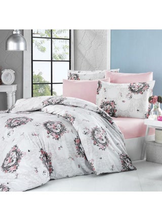6-Piece Printed Comforter Set Cotton White/Black/Pink - v1606552547/N38059351A_1