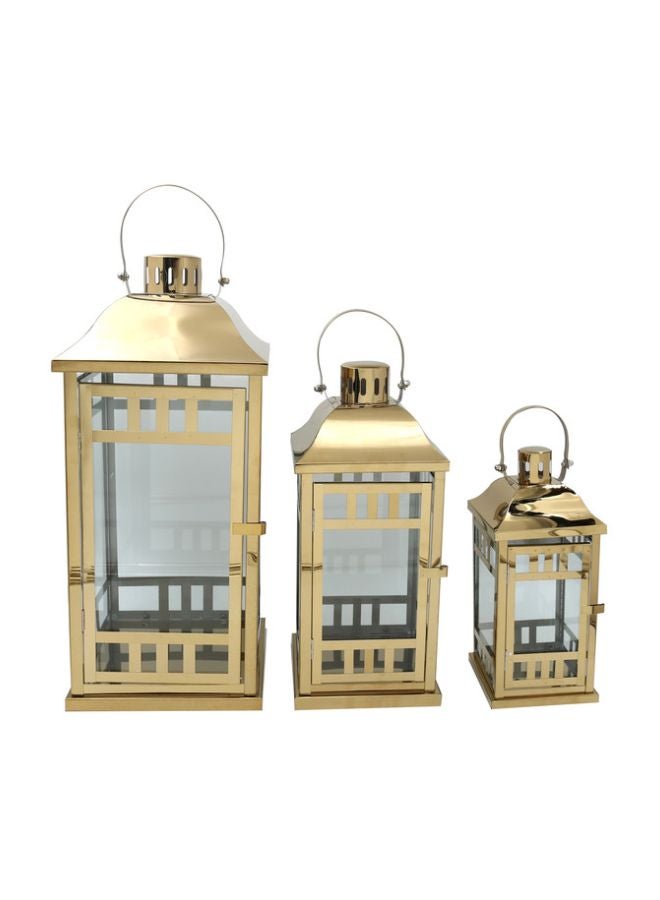 Dania 3-Piece Ramadan Lantern Set Gold/Clear Lantern 1 (20x50), Lantern 2 (16x40), Lantern 3 (12x30)cm - Image 1